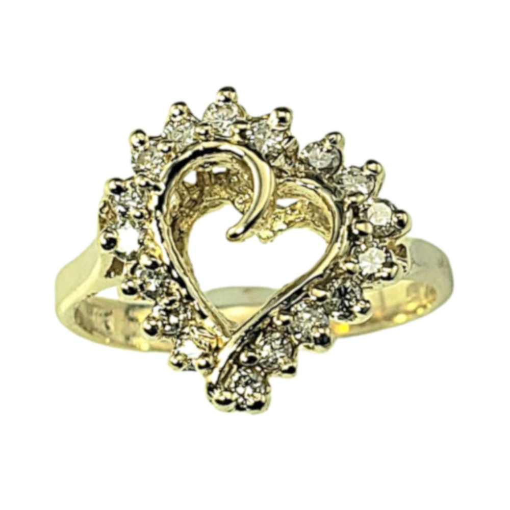 14 Karat Yellow Gold Diamond Heart Ring Size 5.25-5.5 #21445